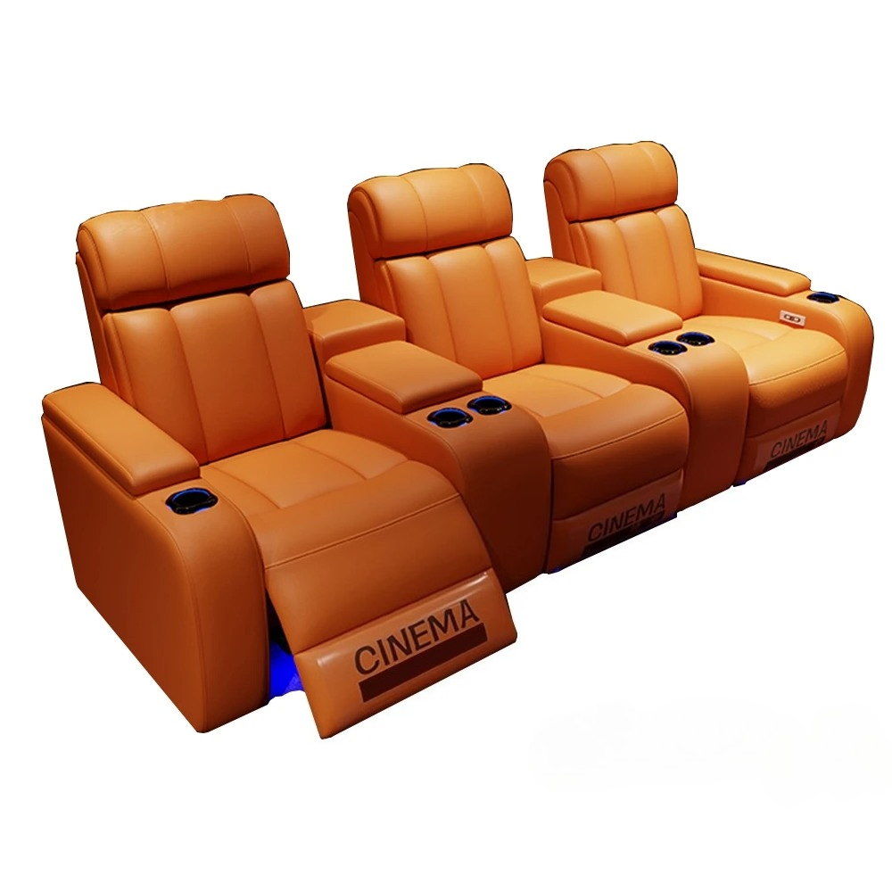 Home Cinema Luxury - Luxuriöse elektrische Liegestühle mit Getränkehaltern, Polsterung