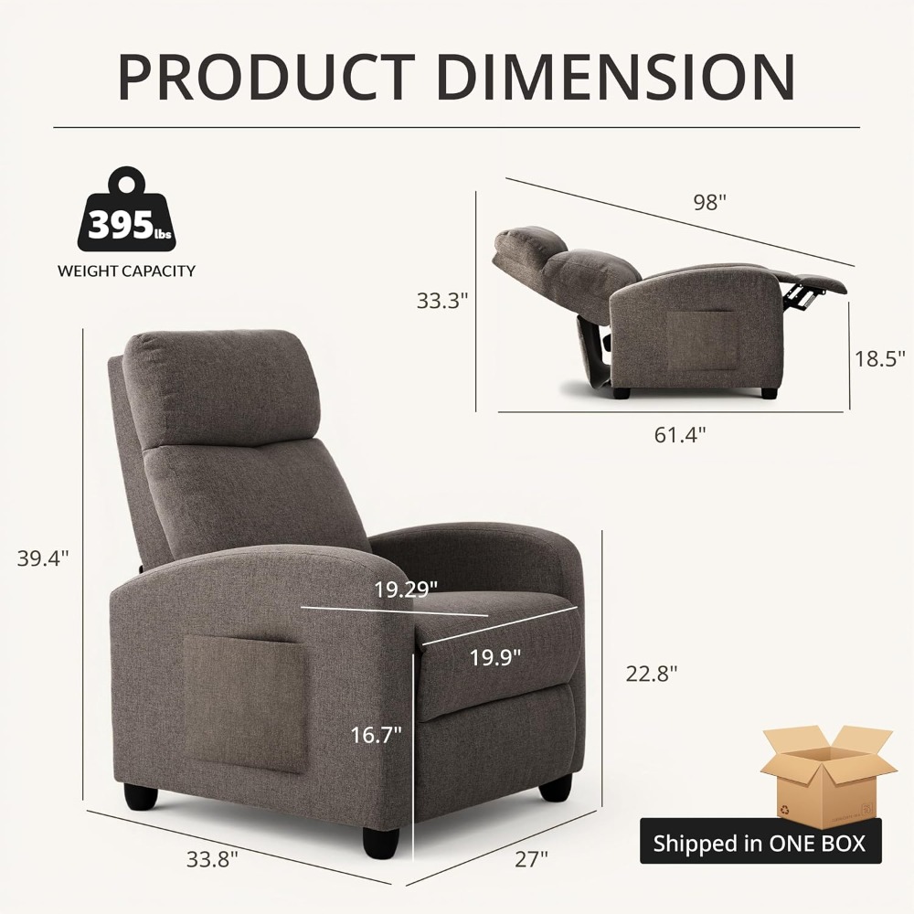 Home Cinema Chairs - Moderner Manueller Push-Back-Sessel, Verstellbares Einzel-Heimkino-Sofa, Wohnzimmer,
