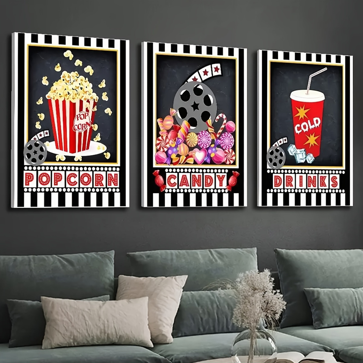 3 Stück rahmenlose Wandkunst-D – Home Cinema Logo Bewertung und Preis