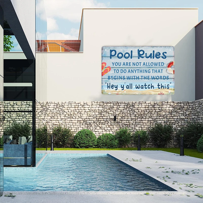 Zinn Zeichen Pool lustige Rege – Home Cinema Logo Bewertung und Preis