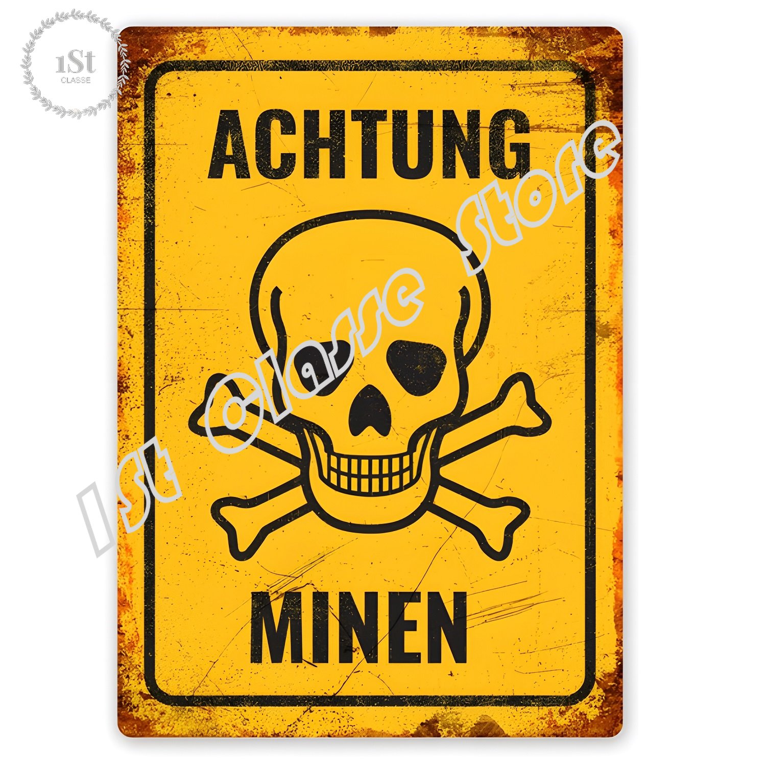 Achtung Minen Tin Zeichen kuns – Home Cinema Logo Bewertung und Preis